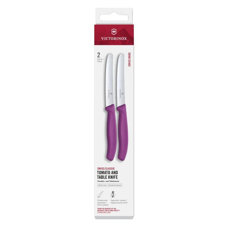 Victorinox Swiss Classic Tomato & Table Knife Wavy Purple 11cm ( 2 Pack)