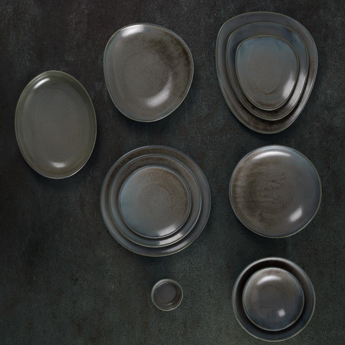 Olympia Ember Oval Bowls Blue 265x200mm (4 Pack)