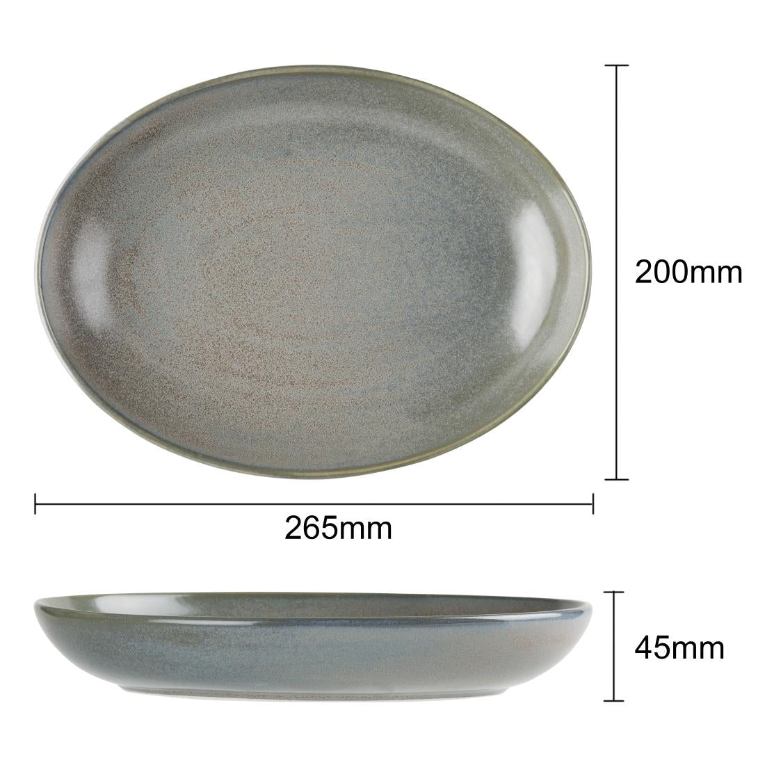 Olympia Ember Oval Bowls Blue 265x200mm (4 Pack)