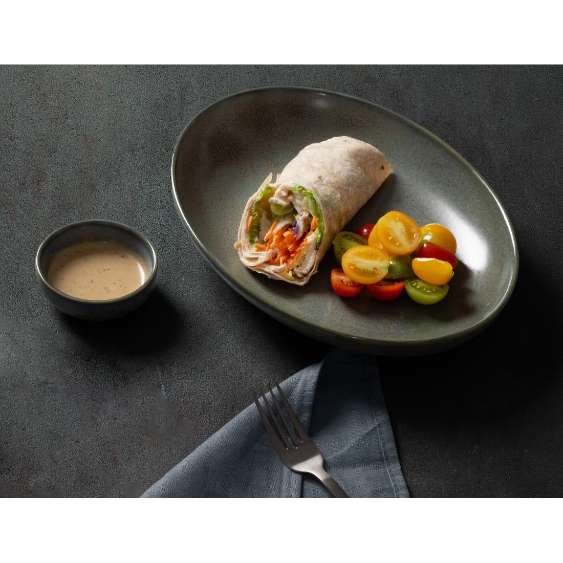 Olympia Ember Oval Bowls Blue 265x200mm (4 Pack)