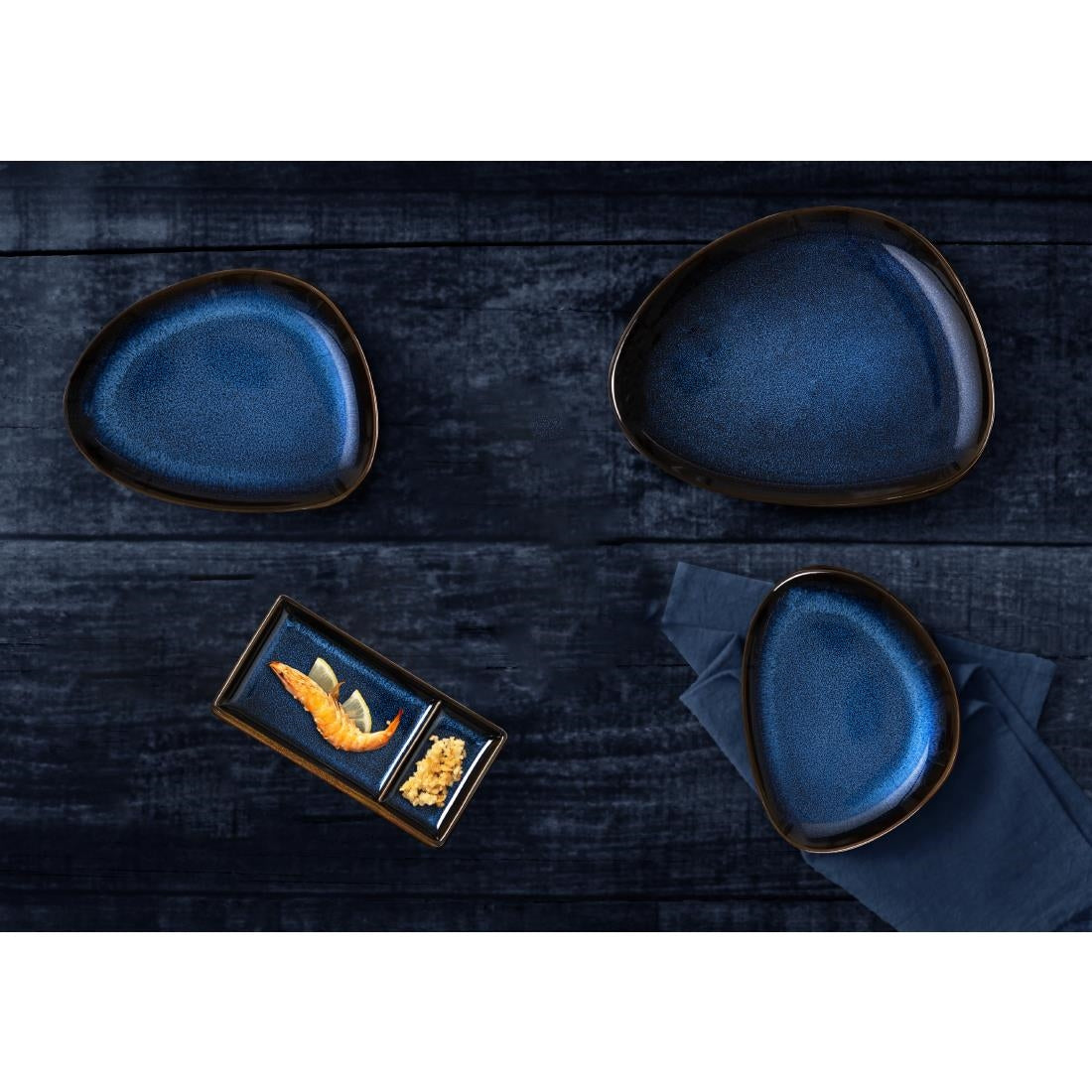 Olympia Luna Triangular Plates Midnight Blue 207x158mm (6 Pack)