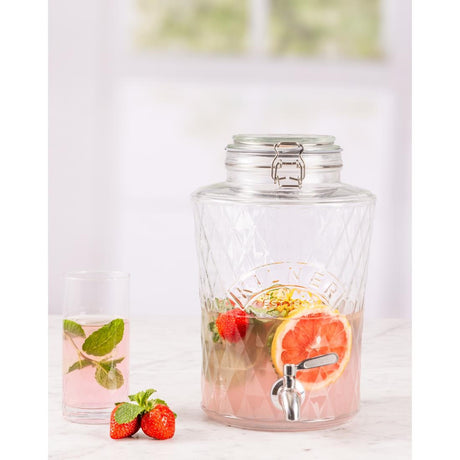 Kilner Clip Top Diamond Dispenser with Stainless Steel Tap 5Ltr