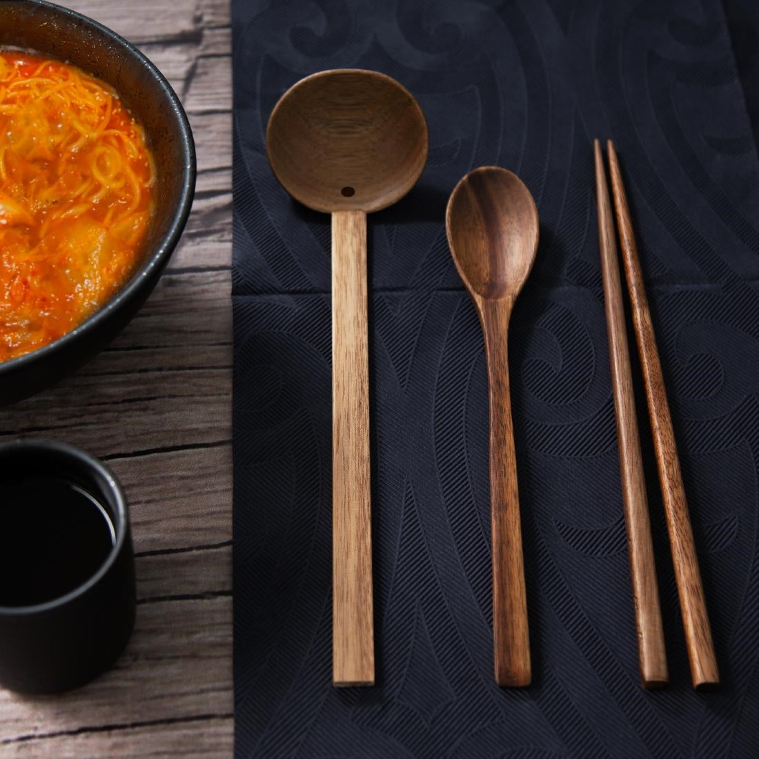Olympia Miso Acacia Wood Ramen and Pho Ladles 270mm (6 Pack)