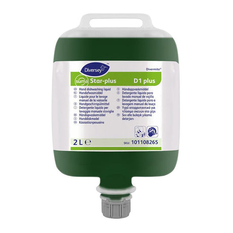 Diversey Suma Star-Plus D1 Divermite Dishwashing Liquid 2Ltr