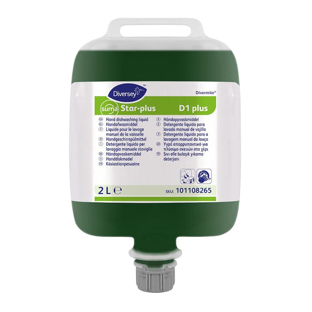 Diversey Suma Star-Plus D1 Divermite Dishwashing Liquid 2Ltr