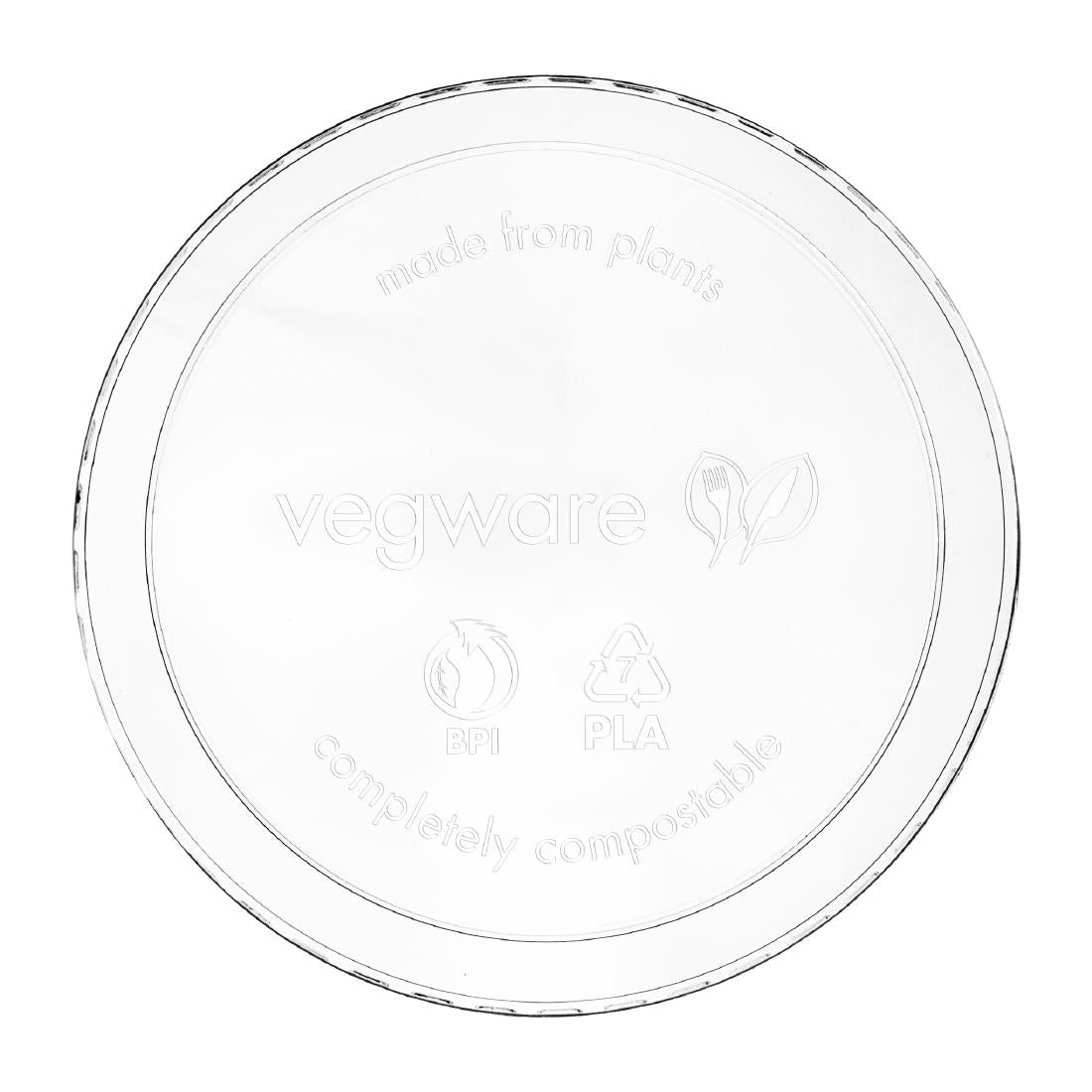 Vegware Round PLA Deli Pot Lids - Fits 8-32oz Pots (500 Pack)