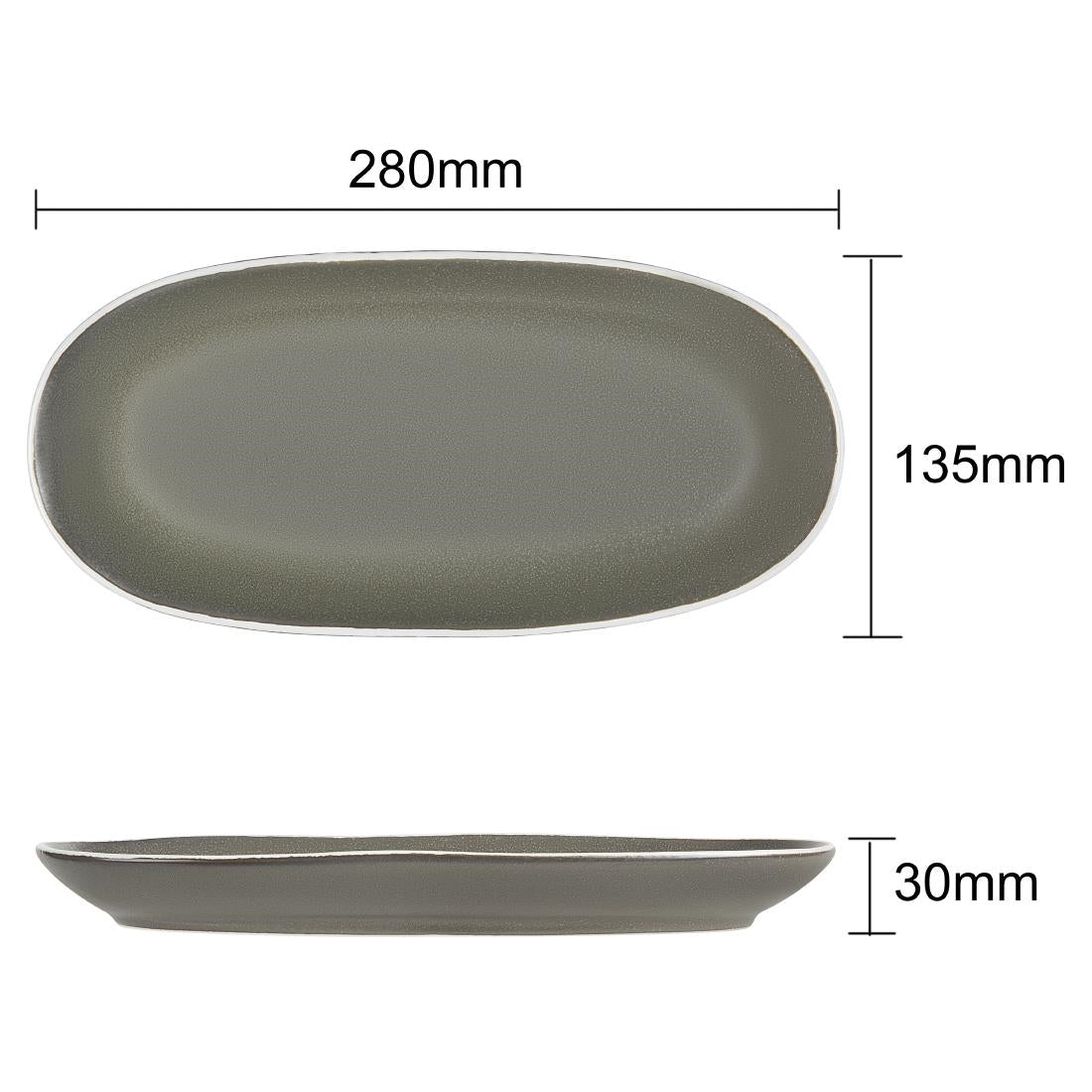 Olympia Chia Oval Plates Charcoal 280x135mm (6 Pack)