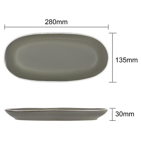 Olympia Chia Oval Plates Charcoal 280x135mm (6 Pack)