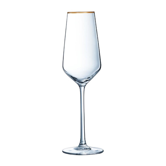 Cristal d'Arques Ultime Gold Band Flutes 170ml (8 Pack)