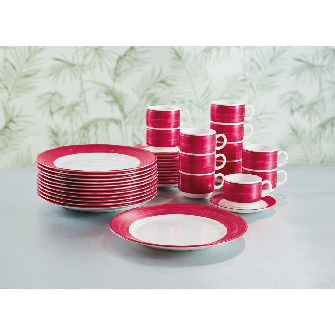 Arcoroc Brush Plates Cherry Red 252mm (12 Pack)