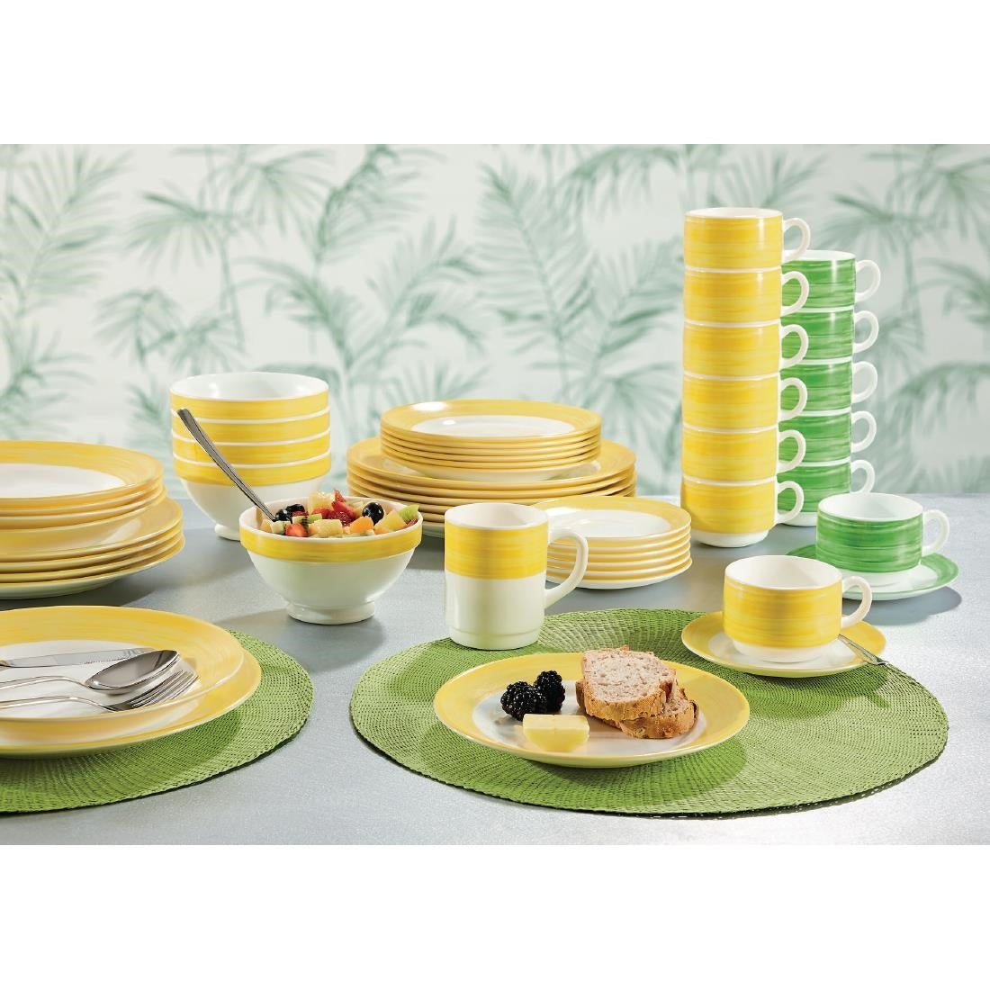 Arcoroc Brush Soup Plates Yellow 225mm (12 Pack)