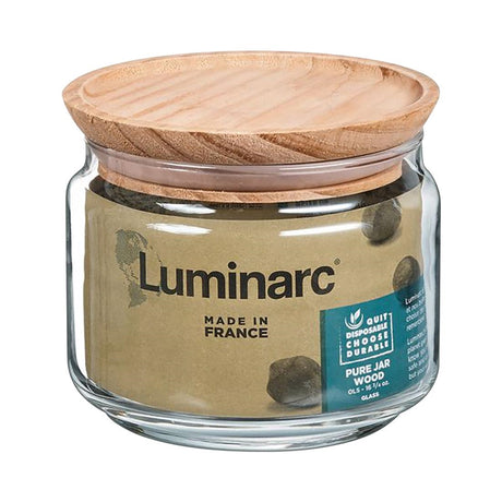 Luminarc Pure Jars & Wood Lids 500ml (6 Pack)