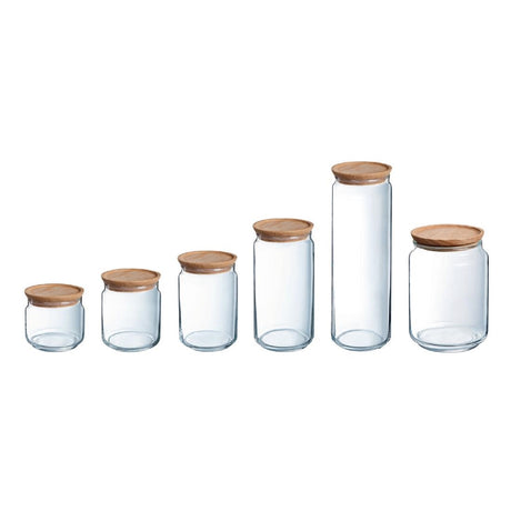 Luminarc Pure Jars & Wood Lids 750ml (6 Pack)