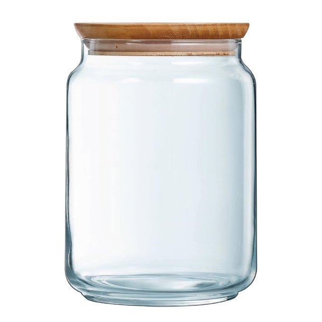Luminarc Pure Jars & Wood Lids 2Ltr (6 Pack)