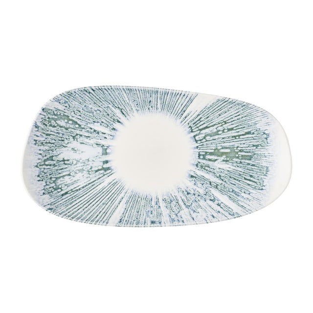 Churchill Lyra Organic Oblong Plates Blue Opal 350x185mm (6 Pack)