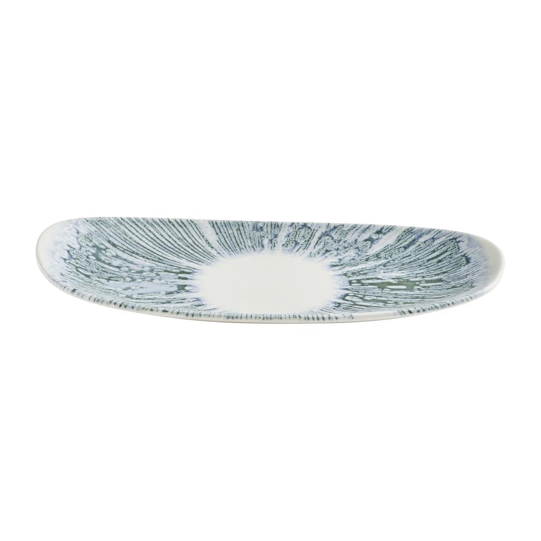 Churchill Lyra Organic Oblong Plates Blue Opal 350x150mm (12 Pack)