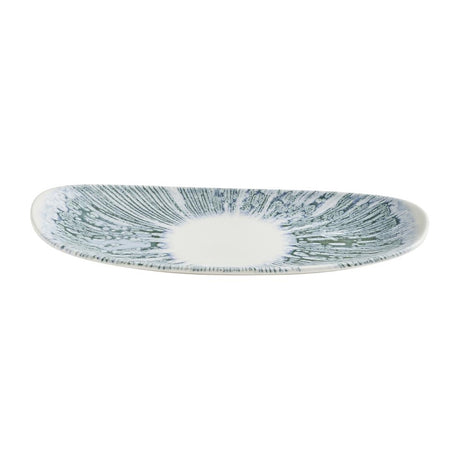 Churchill Lyra Organic Oblong Plates Blue Opal 350x150mm (12 Pack)
