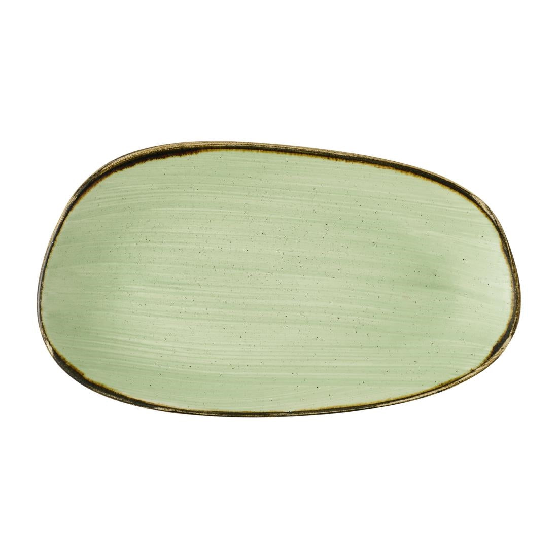 Churchill Stonecast Opal Oblong Plates Sage Green 260x150mm (12 Pack)