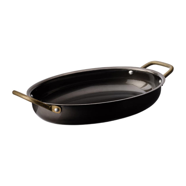Utopia Vintage Steel Oval Dishes Black 245x175mm (6 Pack)