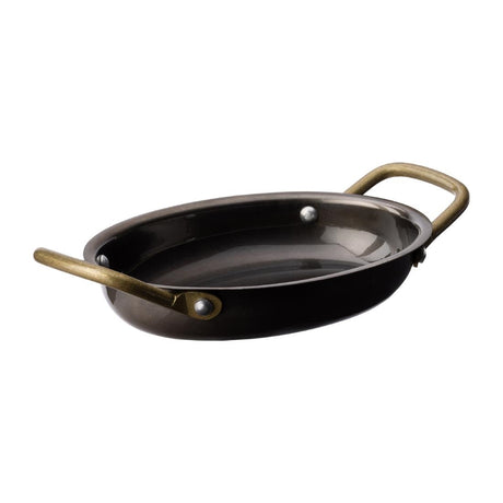 Utopia Vintage Steel Oval Dishes Black 165x125mm (6 Pack)