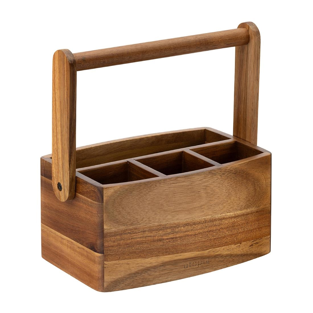 Utopia Acacia Straight Sided 4 Compartment Table Caddy (2 Pack)