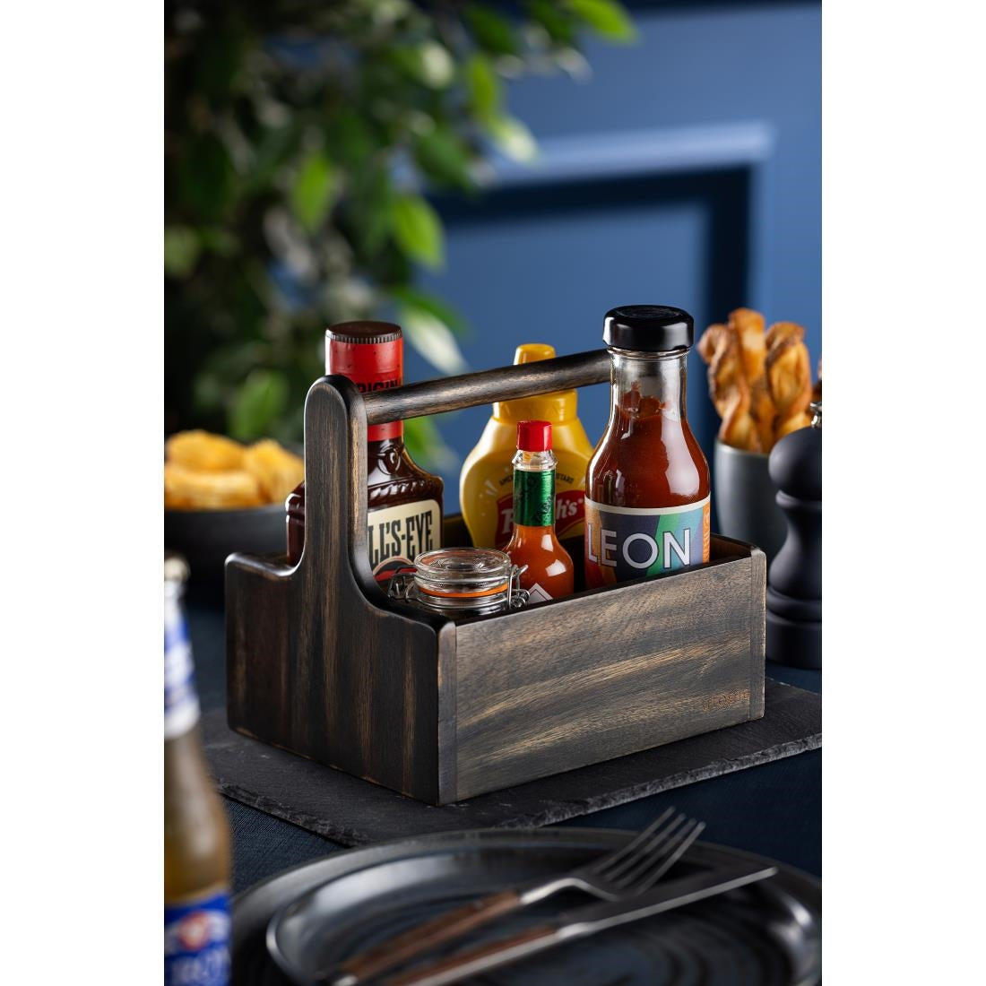 Utopia Medium Wooden Table Caddy Black (2 Pack)
