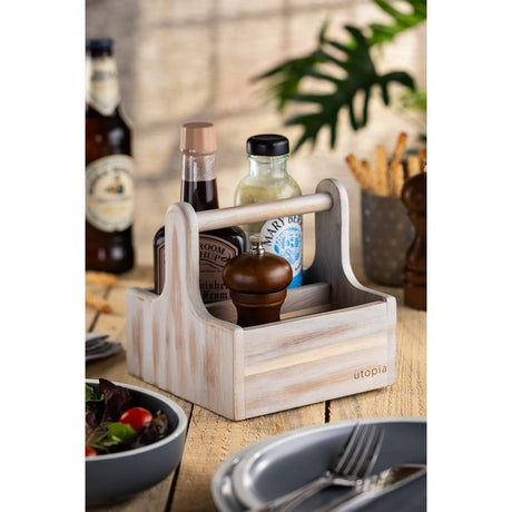 Utopia Small Wooden Table Caddy White (2 Pack)