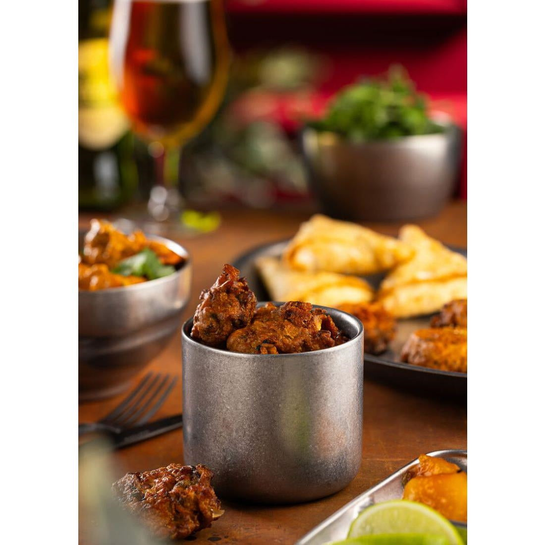 Utopia Artemis Double Walled Bowls Rumbled Steel 120mm (6 Pack)
