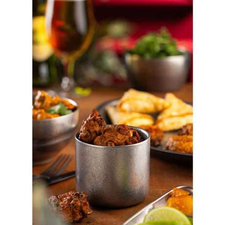 Utopia Artemis Double Walled Bowls Rumbled Steel 120mm (6 Pack)