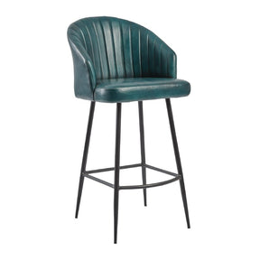 Brooklyn Bruciato Leather Bar Stool Vintage Blue