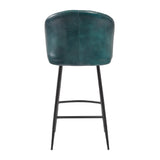 Brooklyn Bruciato Leather Bar Stool Vintage Blue