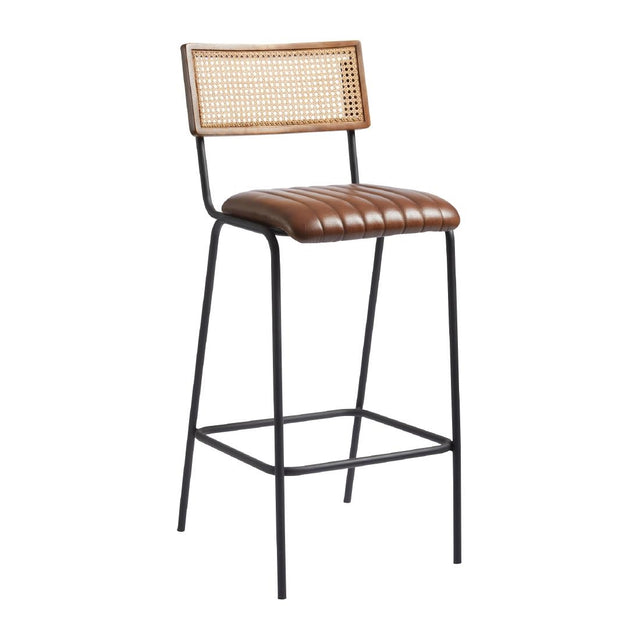 Savanna Leather Bar Stool Pecan Brown