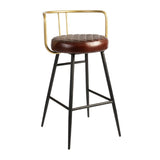 Aulenti Leather Bar Height Cocktail Stool Claret Red