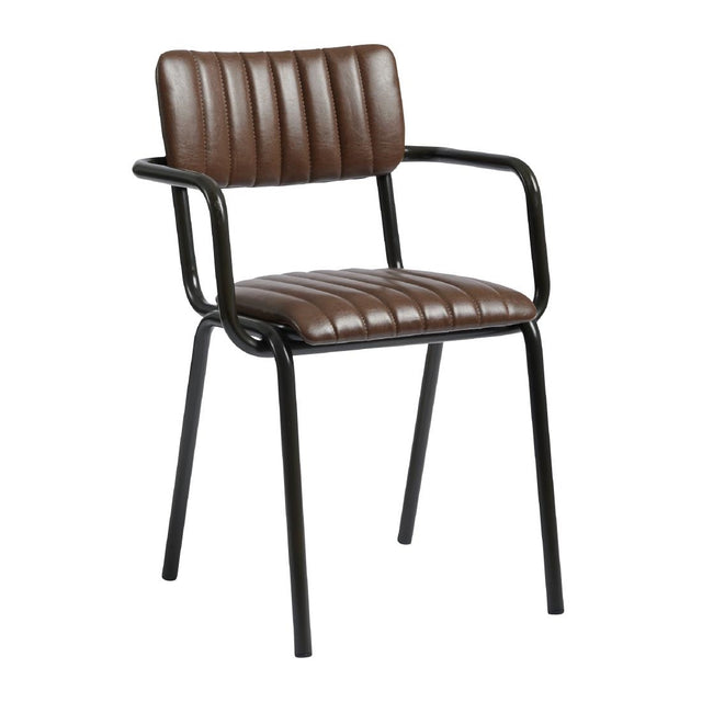 Tavo Stacking Ribbed Armchair Vintage Brown