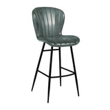 Lars Leather Bar Stool Steel Grey