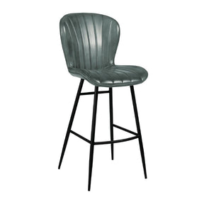 Lars Leather Bar Stool Steel Grey