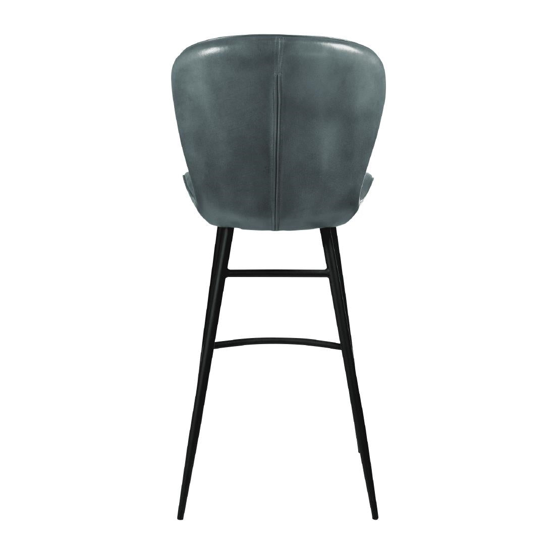 Lars Leather Bar Stool Steel Grey