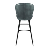 Lars Leather Bar Stool Steel Grey