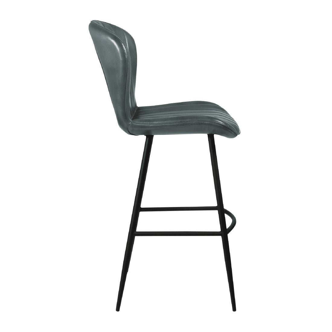 Lars Leather Bar Stool Steel Grey