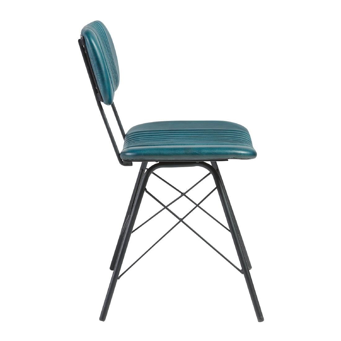 Duke Leather Side Chair Vintage Teal