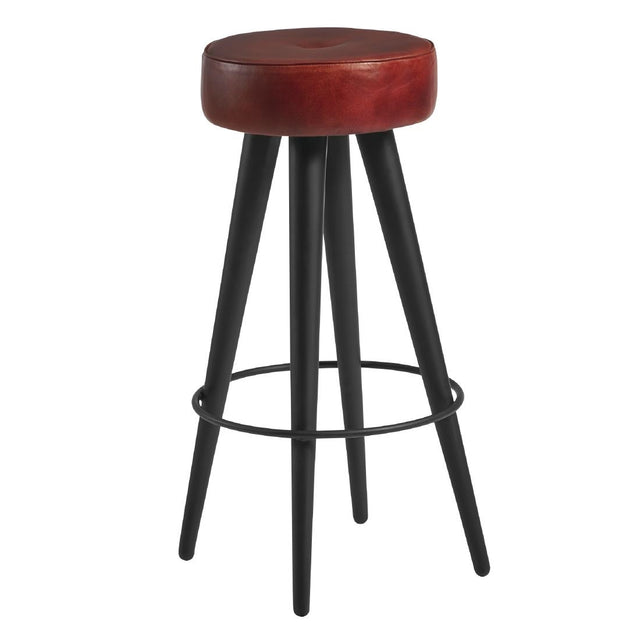 Malibu Leather Stool Vintage Red