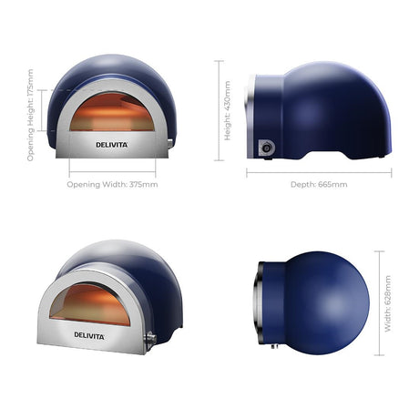 DeliVita Dual Fuel Gas Pizza Oven Jubilee Blue