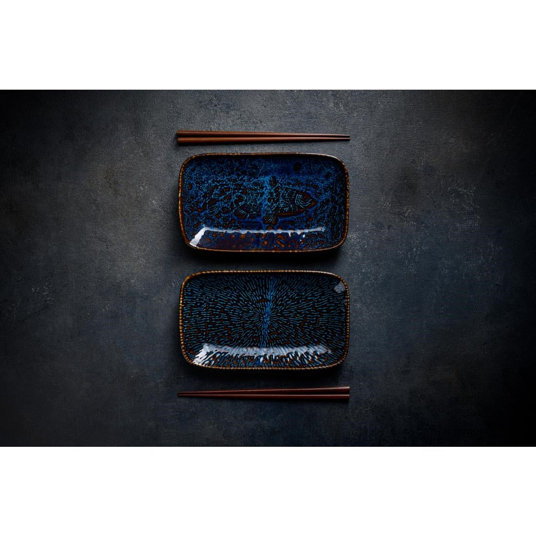 Churchill Inked Fresco Cascade Natural Deep Trays Blue 260x180mm (6 Pack)