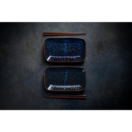 Churchill Inked Fresco Cascade Natural Deep Trays Blue 260x180mm (6 Pack)