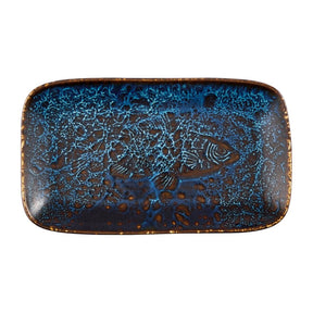 Churchill Inked Fresco Cascade Natural Deep Trays Blue 260x150mm (6 Pack)