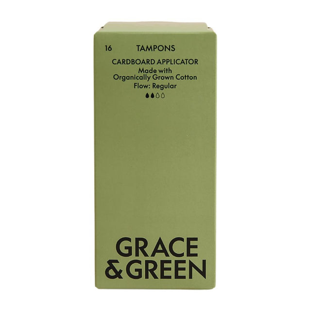 Grace & Green Organic Cotton Applicator Tampons, Regular (16 Pack)