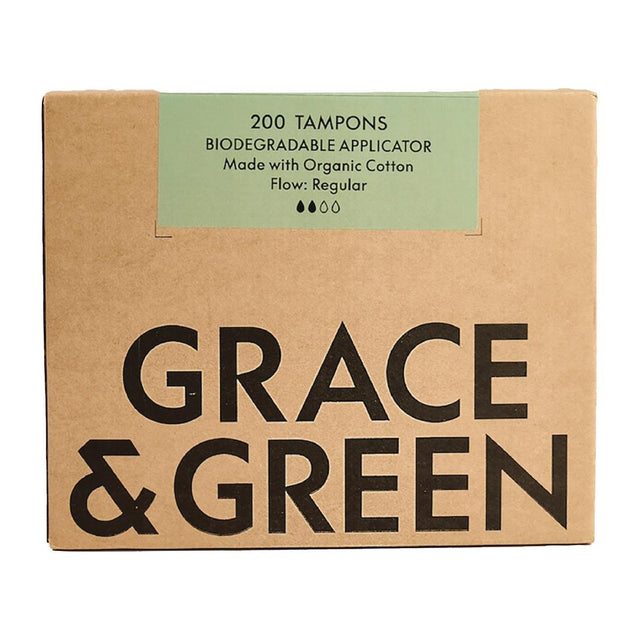 Grace & Green Organic Cotton Applicator Tampons, Regular (200 Pack)