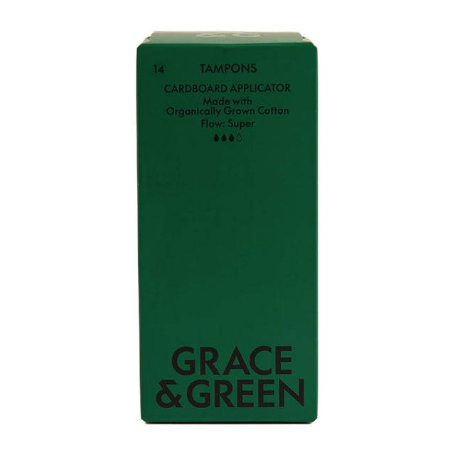 Grace & Green Organic Cotton Applicator Tampons, Super (14 Pack)