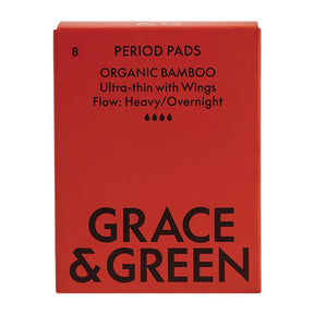 Grace & Green Organic Bamboo Period Pads, Heavy (8 Pack)