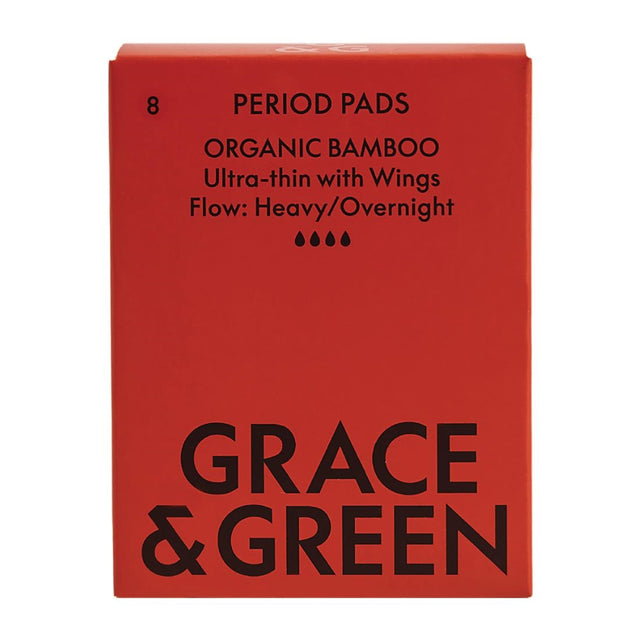 Grace & Green Organic Bamboo Period Pads, Heavy (8 Pack)